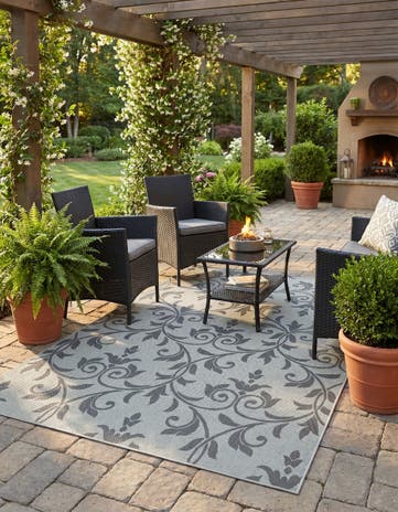 5' 3 x 8' Easy-Clean Botanical Indoor / Outdoor Rug