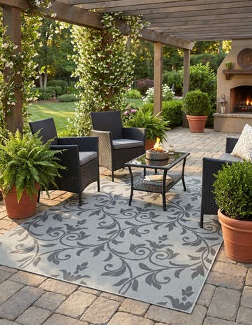 5' 3 x 8' Easy-Clean Botanical Indoor / Outdoor Rug