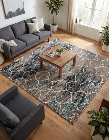 7' 10 x 7' 10 Lattice Frieze Square Rug