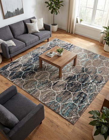 7' 10 x 7' 10 Lattice Frieze Square Rug