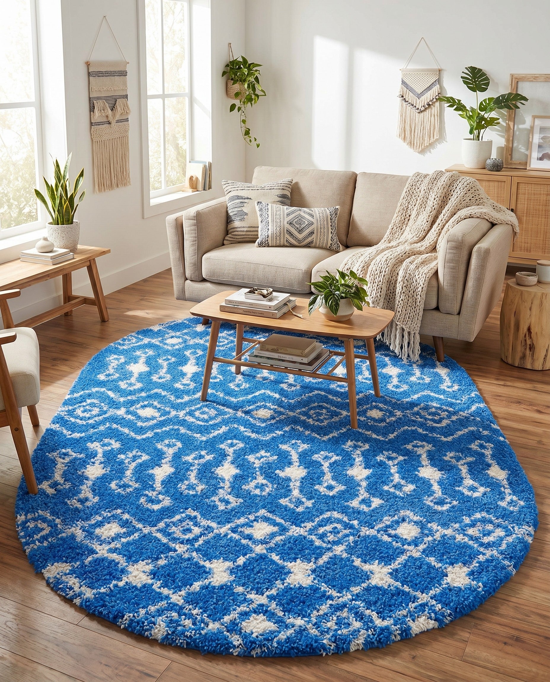 5' 3 x 8' Moroccan Trellis Shag Oval Rug