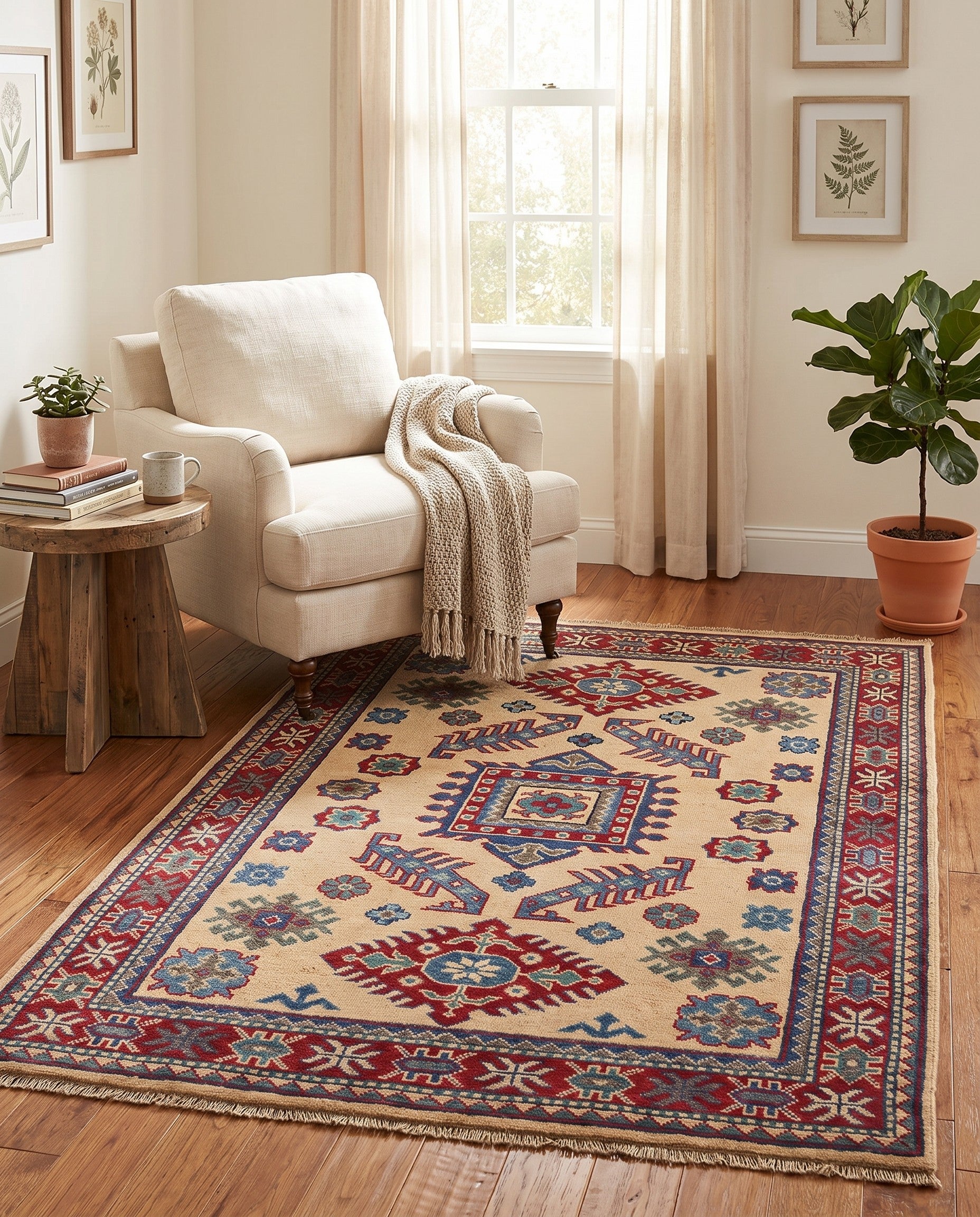 3' 3 x 4' 11 Hand Knotted Kazak Rug