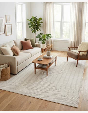 Ivory White Textura Designer Rug