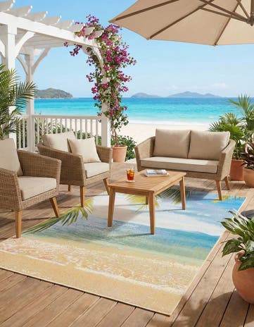 5' 3 x 8' Easy-Clean Coastal Indoor / Outdoor Rug