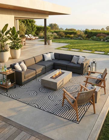 12' x 12' Easy-Clean Modern Indoor / Outdoor Square Rug