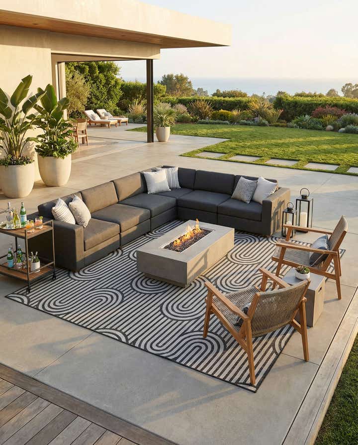 12' x 12' Easy-Clean Modern Indoor / Outdoor Square Rug