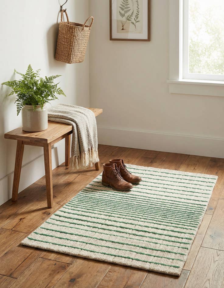 Detail image of 2' 2 x 3' 2 Hand Woven Hand Woven Chindi Cotton Wool Rug