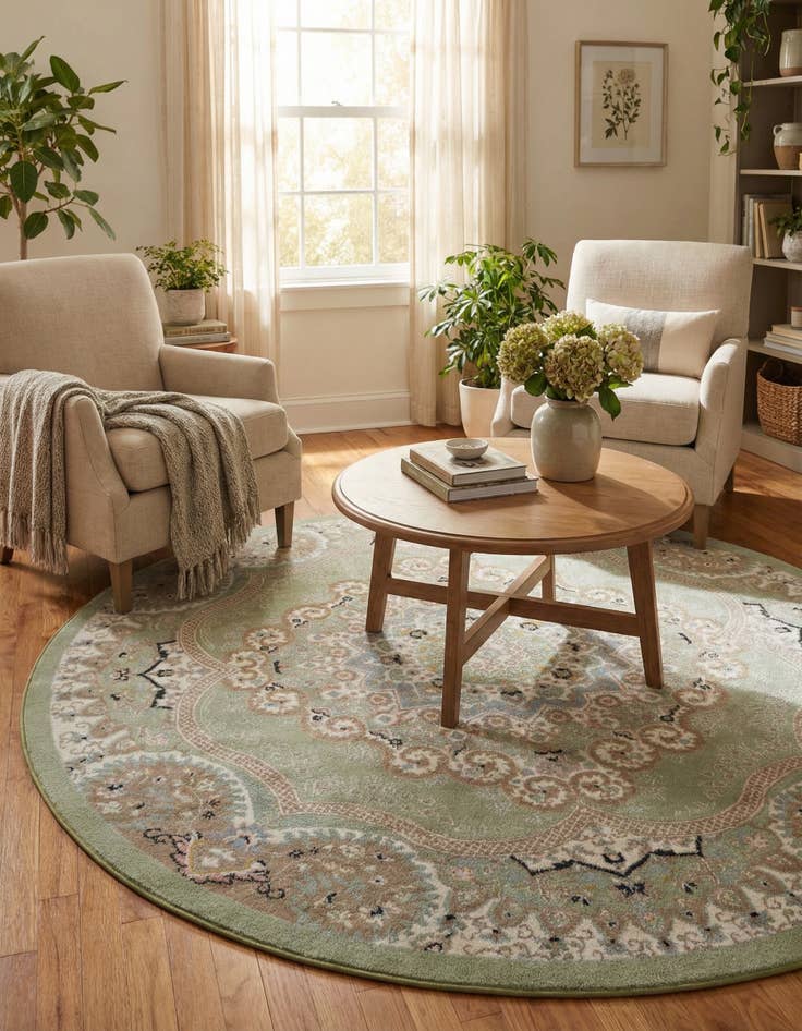 Detail image of  7' 10 x 7' 10 Kamala Washable Round Rug