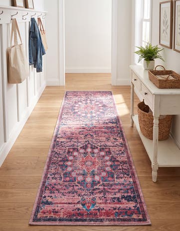 Brick Washable Francesca Runner Rug
