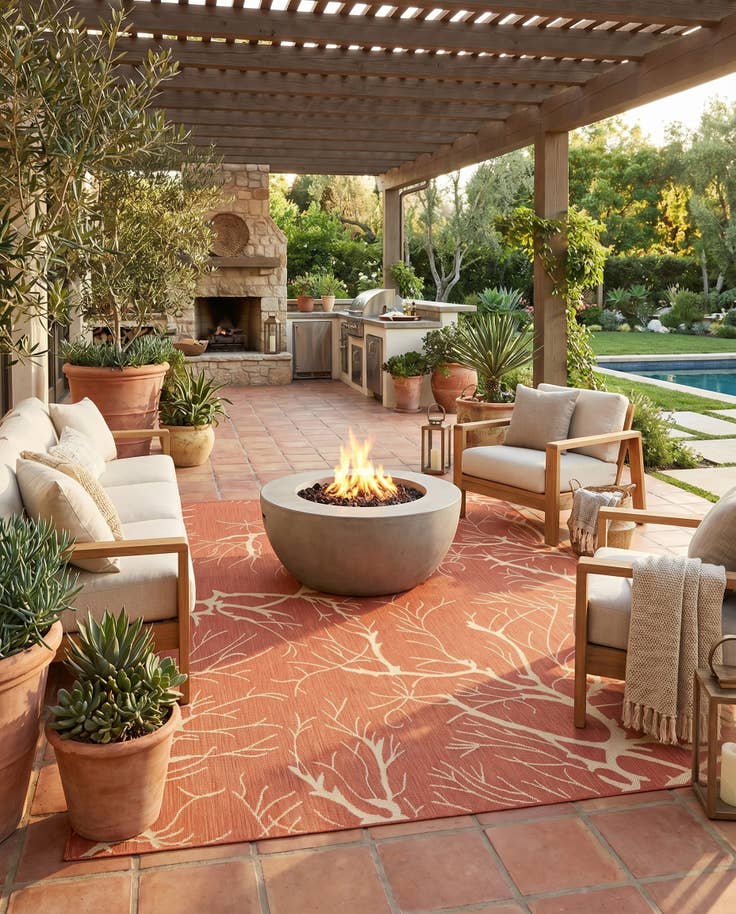 Detail image of 8' x 11' 4 Easy-Clean Botanical Indoor / Outdoor Rug