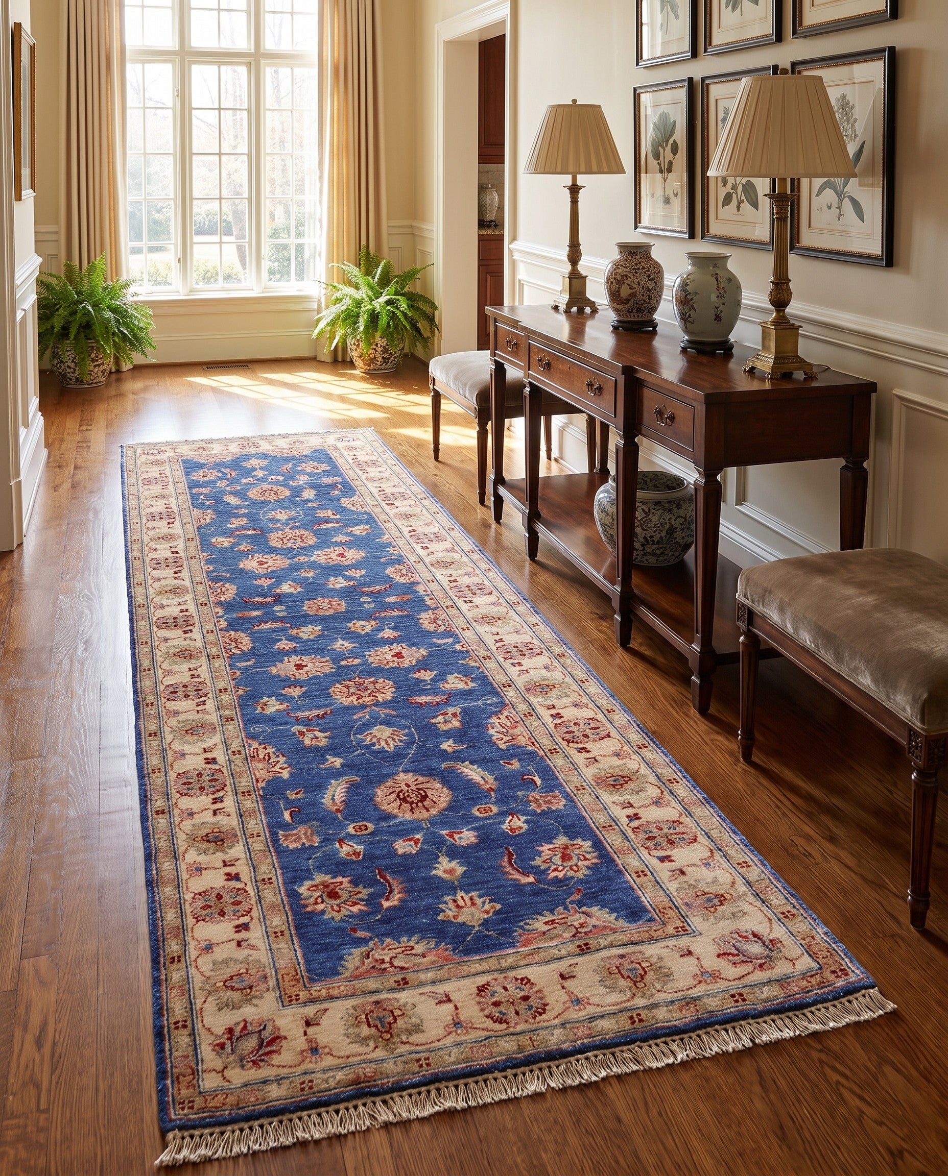 2' 8 x 8' 3 Hand Knotted Pershawar Ziegler Runner Rug