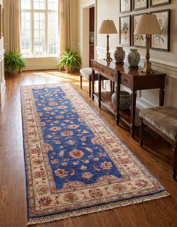 2' 8 x 8' 3 Hand Knotted Pershawar Ziegler Runner Rug