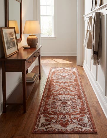 Terracotta Rust Red Grand Tradition Runner Rug