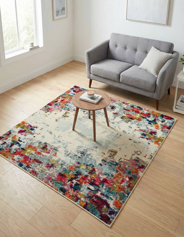 Detail image of 5' x 5' Washable Theia Square Rug