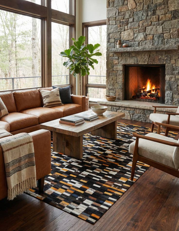 Detail image of 5' 3 x 7' 11 Cowhide - Patchwork Rug