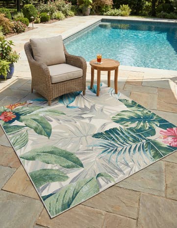 6' x 6' Easy-Clean Botanical Indoor / Outdoor Square Rug