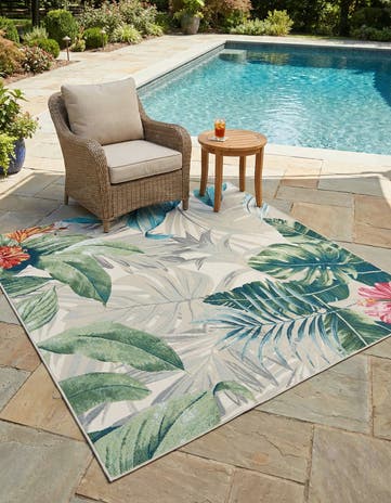 6' x 6' Easy-Clean Botanical Indoor / Outdoor Square Rug