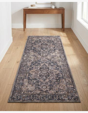 Blue and Ivory Yara Runner Rug