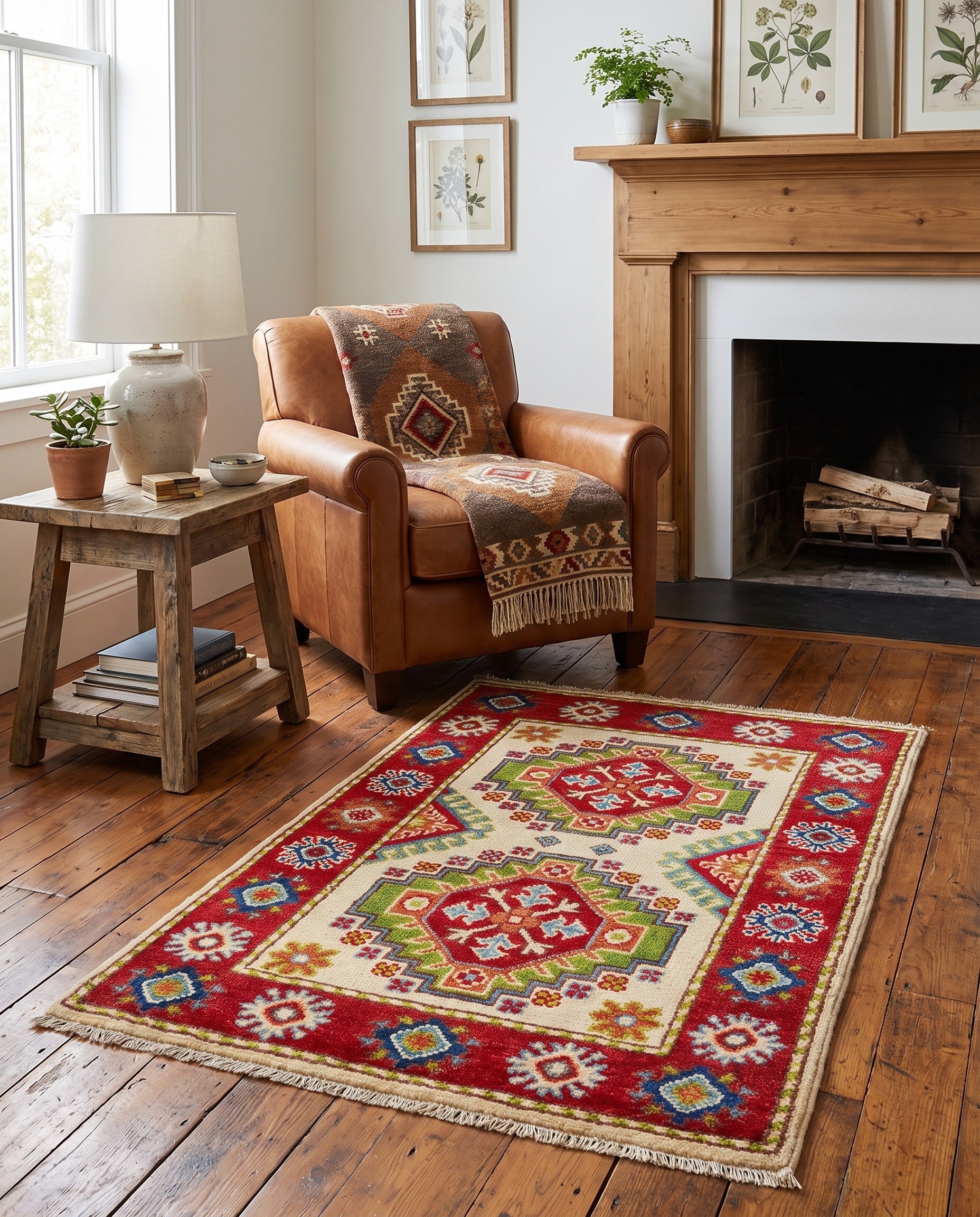 2' x 3' 4 Hand Knotted Kazak Rug