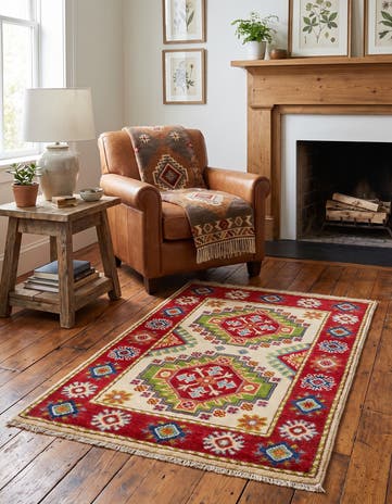 2' x 3' 4 Hand Knotted Kazak Rug