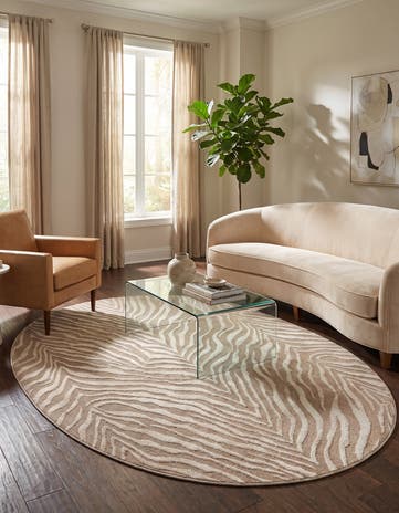 Beige and Ivory Finsbury Oval Rug