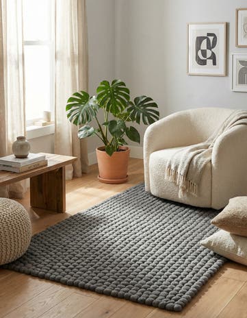 3' 3 x 5' 3 Felt Ball Wool Rug