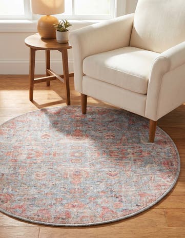 3' 3 x 3' 3 Washable Nostalgia Round Rug
