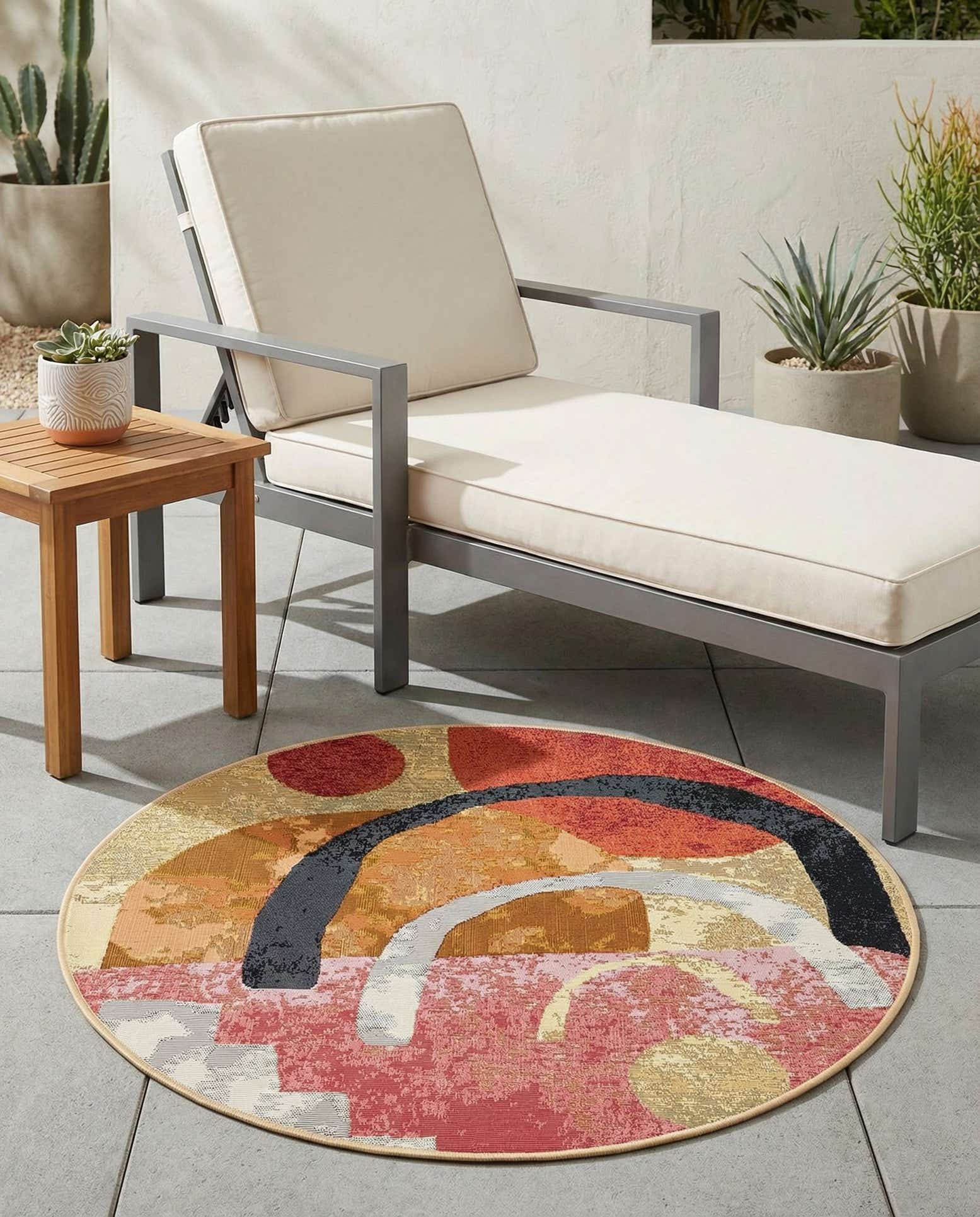 3' x 3' Easy-Clean Modern Indoor / Outdoor Round Rug
