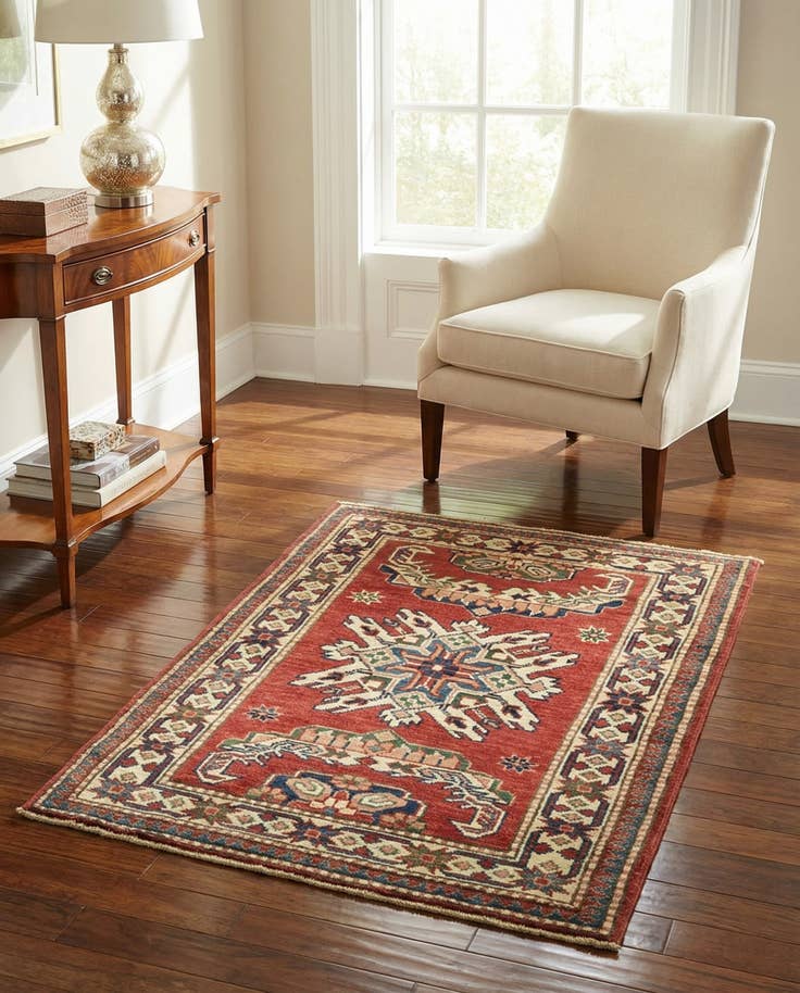 Detail image of 2' 9 x 3' 9 Hand Knotted Kazak Rug