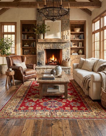 4' 11 x 7' Hand Knotted Kazak Rug