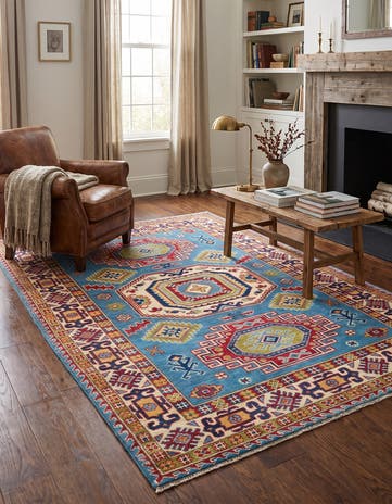 4' x 5' 7 Hand Knotted Kazak Rug