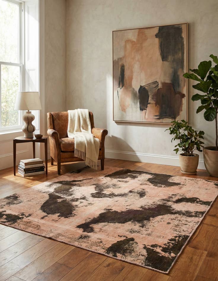 Detail image of 5' 7 x 6' 6 Hand Knotted Ultra Vintage Persian Wool Square Rug