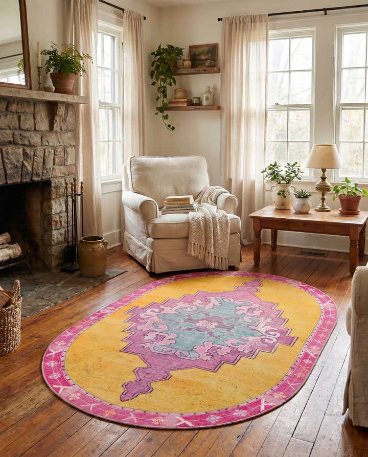 5' x 8' Washable Timeless Oval Rug