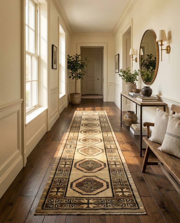 Detail image of 2' 8 x 12' 2 Hand Knotted Oushak Wool Runner Rug