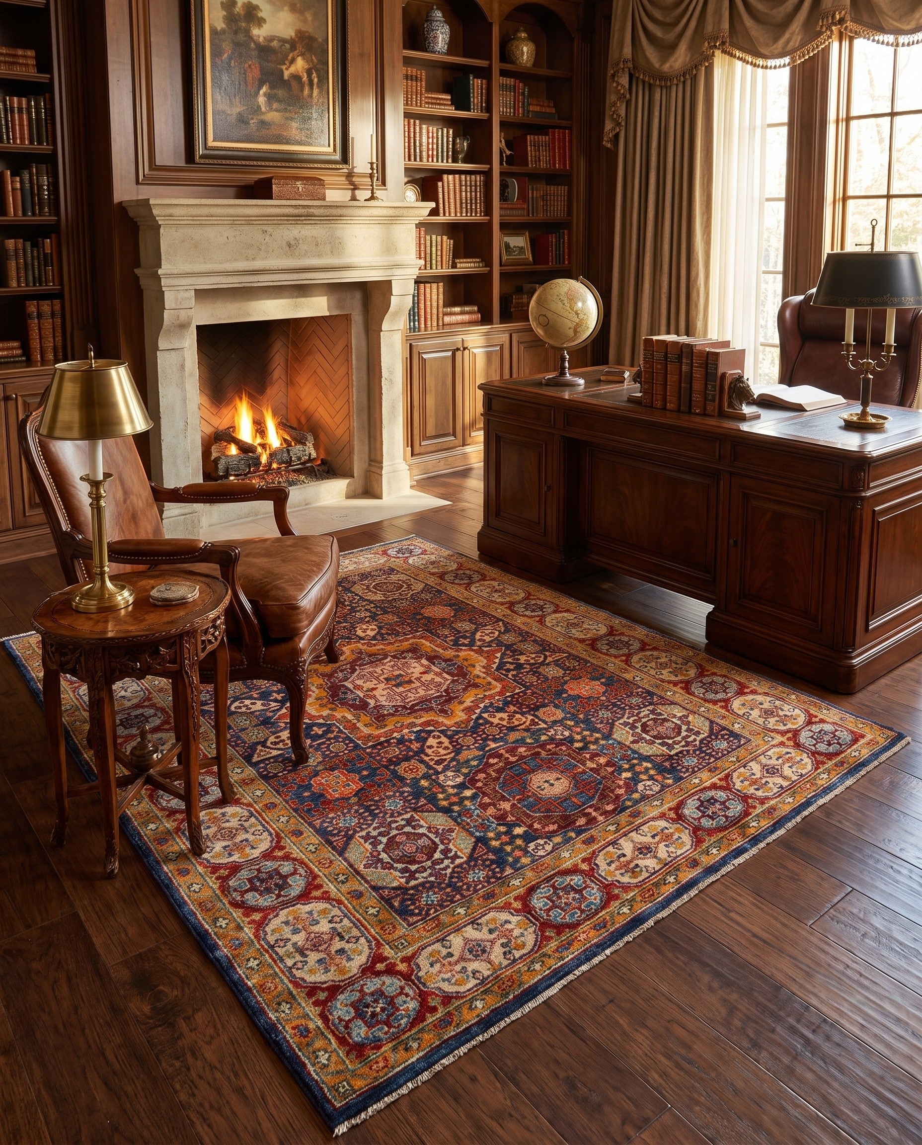 4' 2 x 6' 3 Hand Knotted Mamluk Ziegler Rug