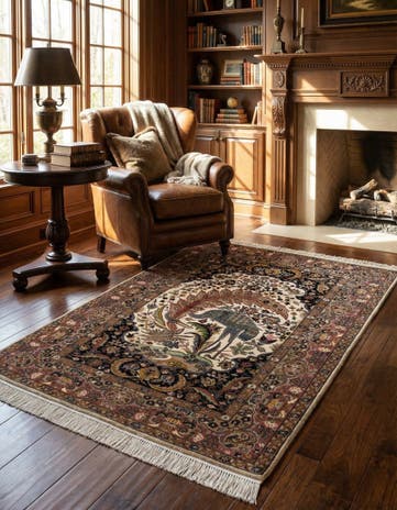 4' 3 x 5' 10 Hand Knotted Kashmir Oriental Rug