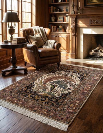 4' 3 x 5' 10 Hand Knotted Kashmir Oriental Rug