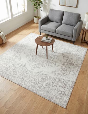 Ivory Oxford Square Rug