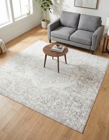 Ivory Oxford Square Rug