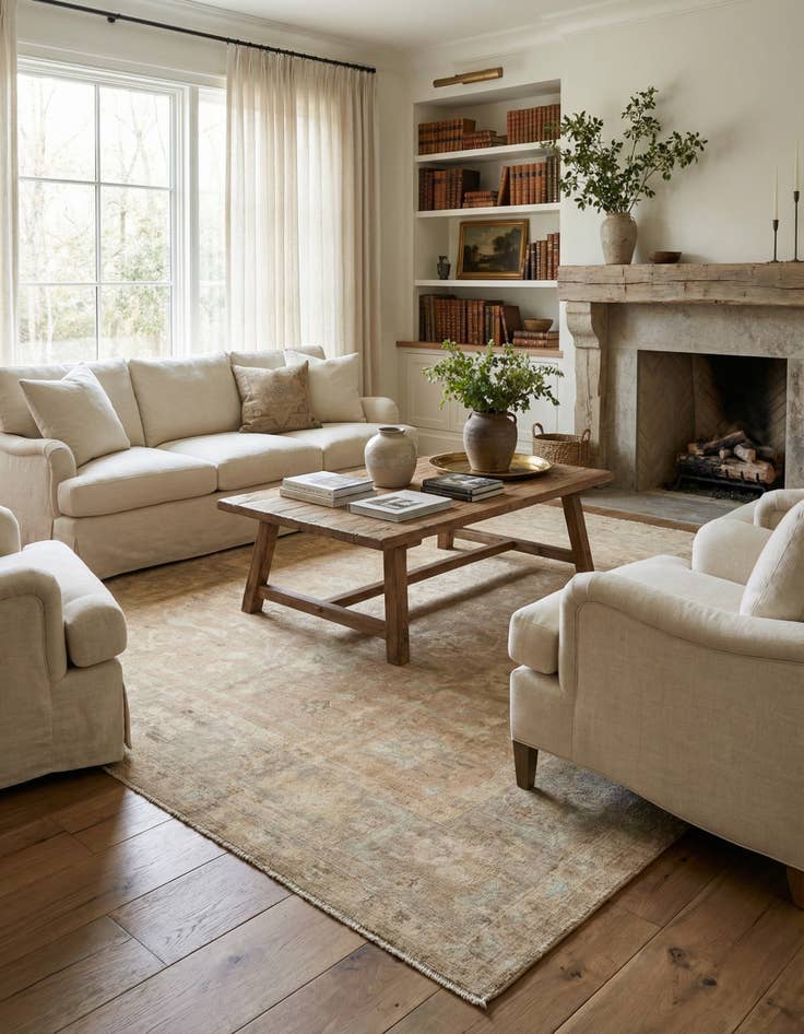 Detail image of 8' 2 x 9' 10 Hand Knotted Oushak Wool Rug