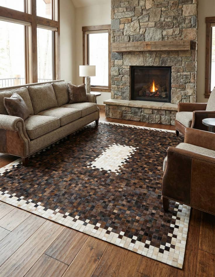 Detail image of 8' x 9' 9 Cowhide Stocks Rug