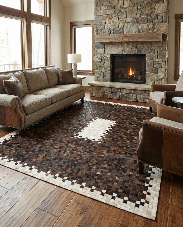 Detail image of 8' x 9' 9 Cowhide Stocks Rug