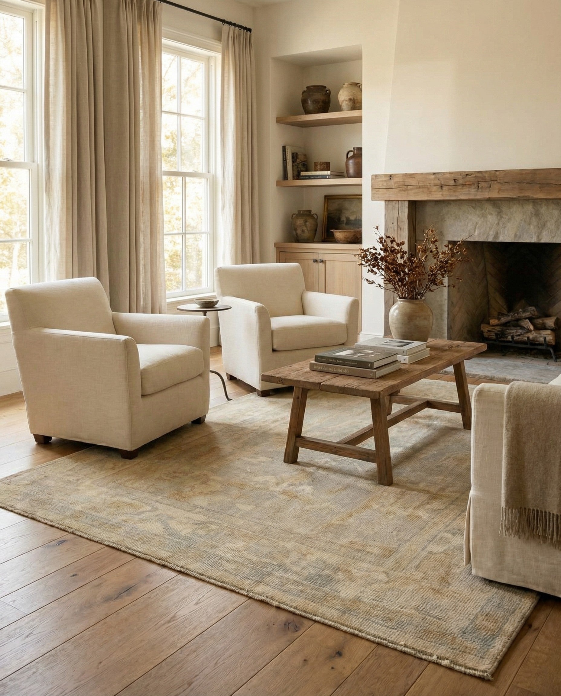 5' 3 x 6' 8 Hand Knotted Oushak Wool Rug