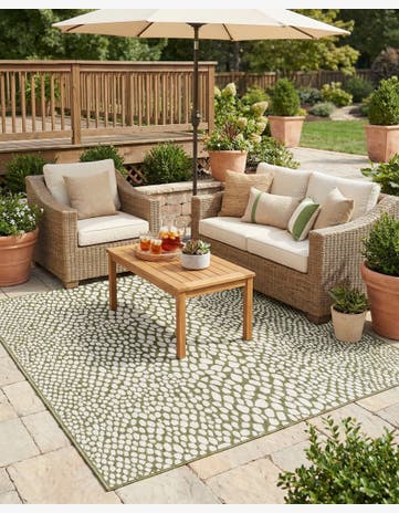 Green Easy-Clean Jill Zarin Cape Town Indoor / Outdoor Square Rug