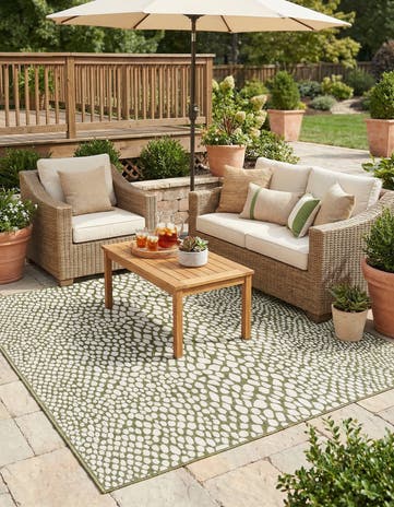 Green Easy-Clean Jill Zarin Cape Town Indoor / Outdoor Square Rug