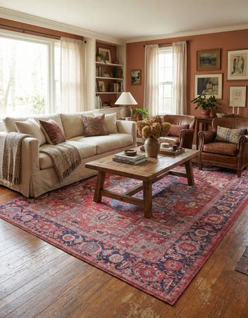 Rust Red Washable Maahru Rug