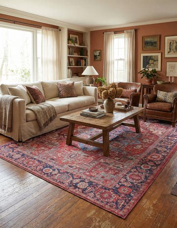 Rust Red Washable Maahru Rug