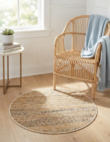 Palomino Ivory Hand Woven Palm Beach Jute Round Rug