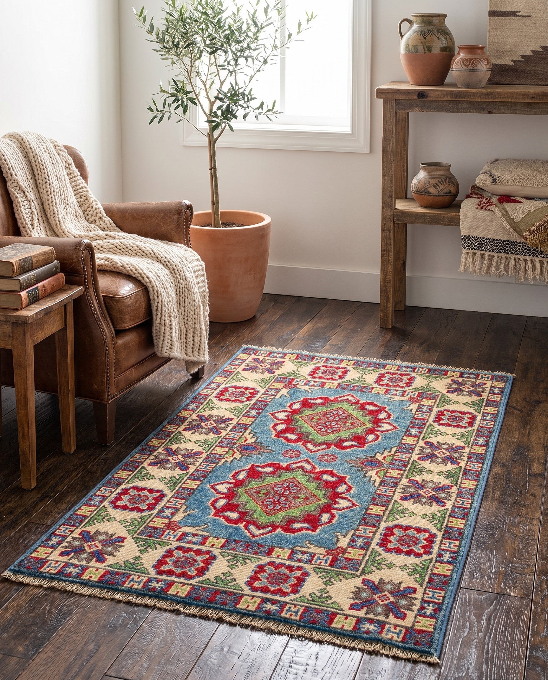 2' x 3' 2 Hand Knotted Kazak Rug