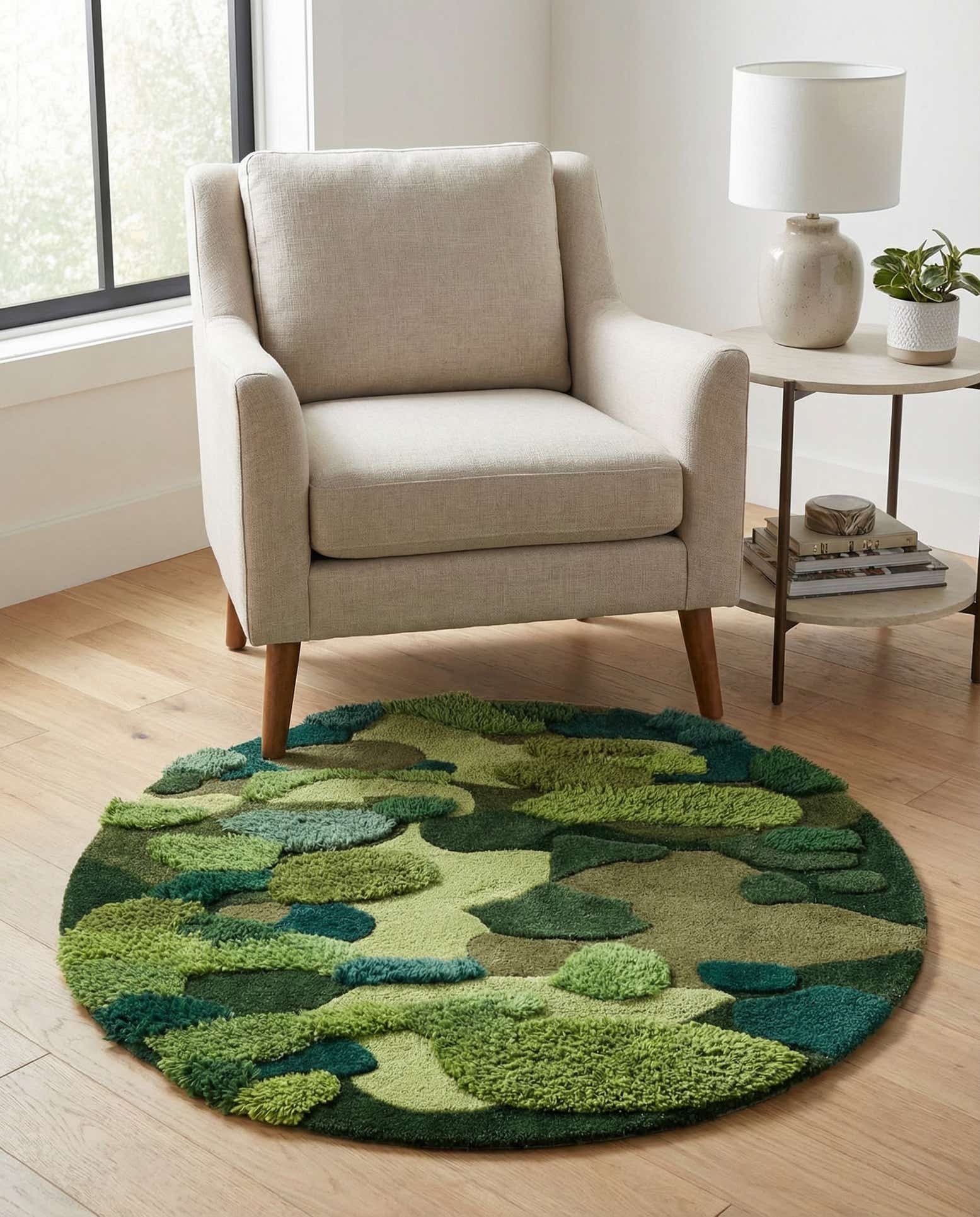 95cm x 95cm Moss Garden Rond Vloerkleed